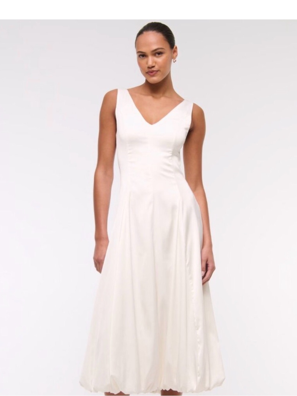 Abercrombie & Fitch Cream V-Neck Midi Dress